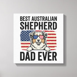 Australian Shepherd Dad Patriotic Vintage Canvas Print