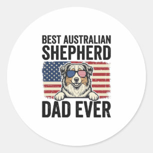 Australian Shepherd Dad Patriotic Vintage Classic Round Sticker