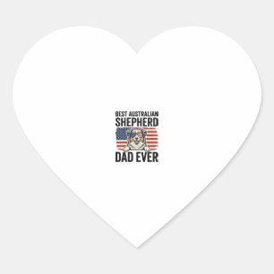 Australian Shepherd Dad Patriotic Vintage Heart Sticker