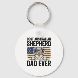 Australian Shepherd Dad Patriotic Vintage Key Ring