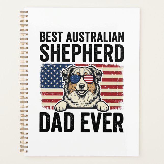 Australian Shepherd Dad Patriotic Vintage Planner (Front)