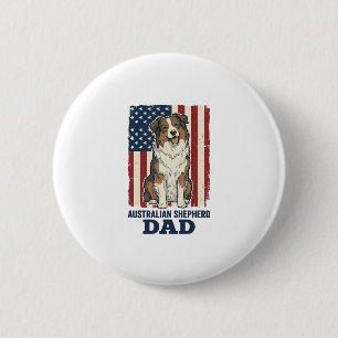 Australian Shepherd Dad Patriotic Vintage Vector D 6 Cm Round Badge