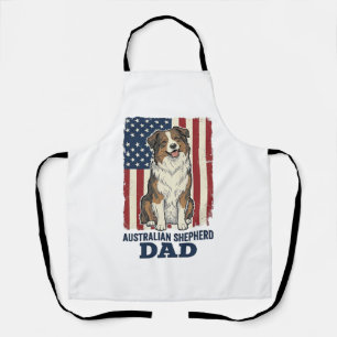 Australian Shepherd Dad Patriotic Vintage Vector D Apron