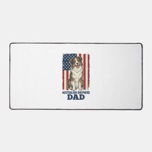 Australian Shepherd Dad Patriotic Vintage Vector D Desk Mat