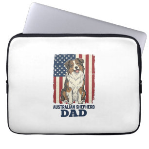 Australian Shepherd Dad Patriotic Vintage Vector D Laptop Sleeve
