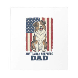 Australian Shepherd Dad Patriotic Vintage Vector D Notepad