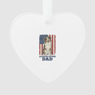Australian Shepherd Dad Patriotic Vintage Vector D Ornament