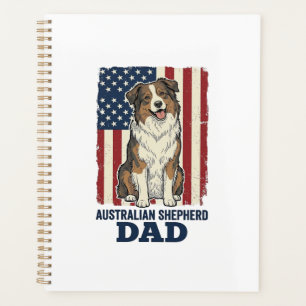 Australian Shepherd Dad Patriotic Vintage Vector D Planner