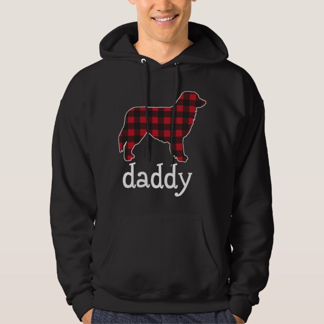 Australian Shepherd Daddy Christmas Red Plaid Auss Hoodie (Front)