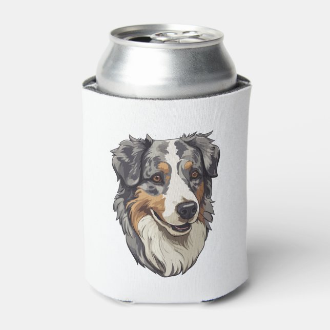 Australian shepherd Dog  3 Can Cooler (Can Front)