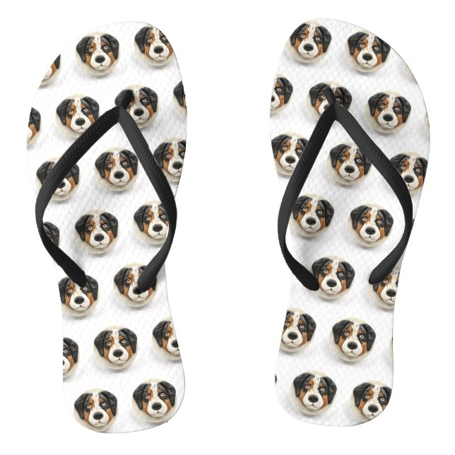 Australian Shepherd Dog 3D Inspired Flip Flops (Footbed)