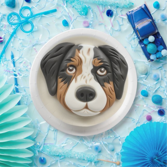 Australian Shepherd Dog 3D Inspired Paper Plate (Party)