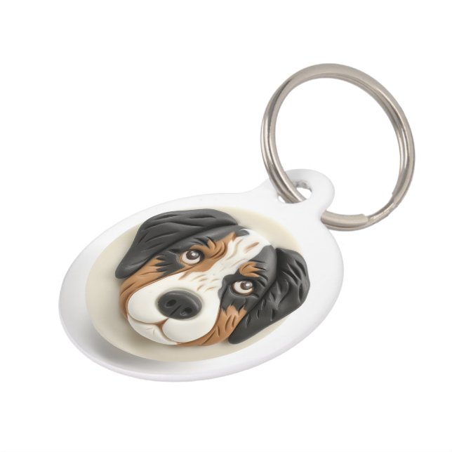 Australian Shepherd Dog 3D Inspired Pet Tag (Side)