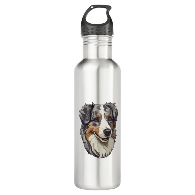 Australian shepherd Dog   710 Ml Water Bottle (Front)
