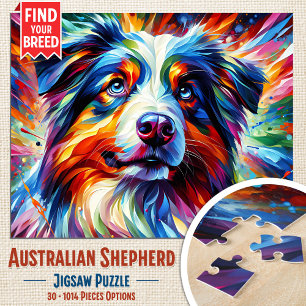 Australian Shepherd Dog Acrylic Art Print Jigsaw Puzzle