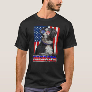 Australian Shepherd Dog American Flag Love July 4t T-Shirt