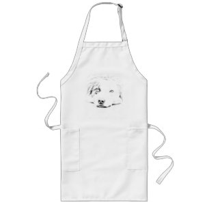 Australian Shepherd dog art Long Apron