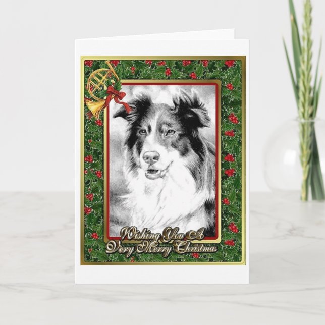 Australian Shepherd Dog Blank Christmas Card (Front)