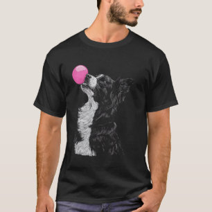 Australian Shepherd Dog Blowing Chewing Bubble Gum T-Shirt