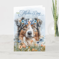 Australian Shepherd Dog Botanical Mother's Day