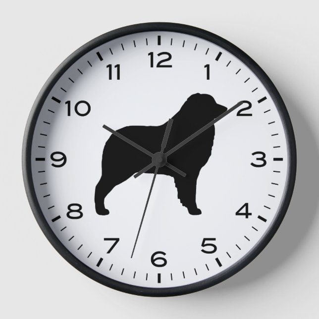 Australian Shepherd Dog Breed Silhouette Clock (Front)