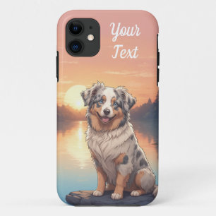 Australian Shepherd Dog by Lake iPhone 11 Case