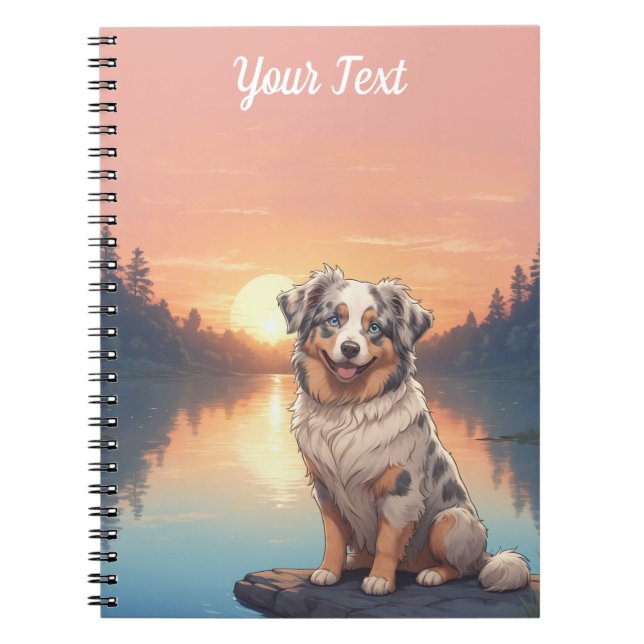 Australian Shepherd Dog by Lake Notebook (Front)