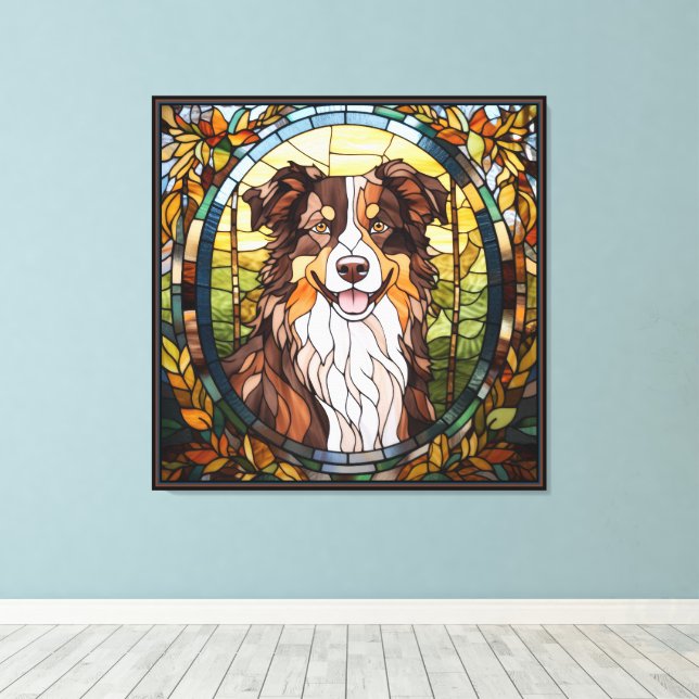 Australian Shepherd Dog Canvas Print (Insitu(Wood Floor))