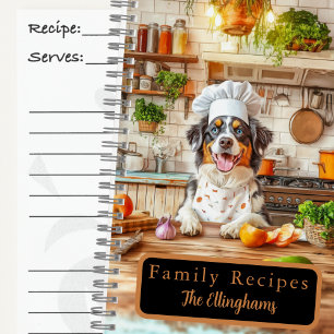 Australian Shepherd Dog Chef Spiral Recipe Book