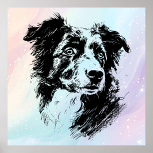 Australian Shepherd Dog Chic Art Design Poster