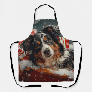 Australian Shepherd Dog Christmas Festive Apron