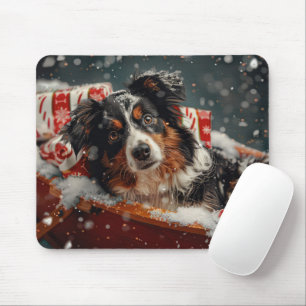 Australian Shepherd Dog Christmas Festive Mouse Mat