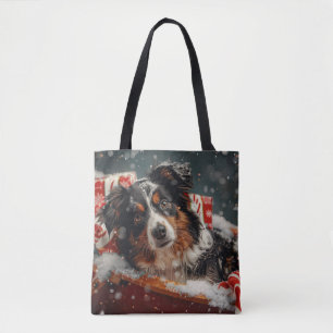 Australian Shepherd Dog Christmas Festive Tote Bag