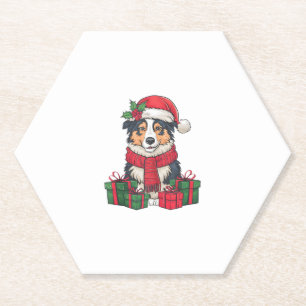 Australian Shepherd Dog Christmas Parties Holiday Paper Coaster