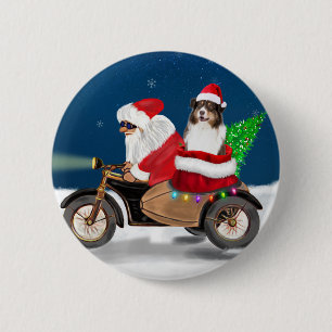 Australian Shepherd Dog Christmas Santa Claus  6 Cm Round Badge