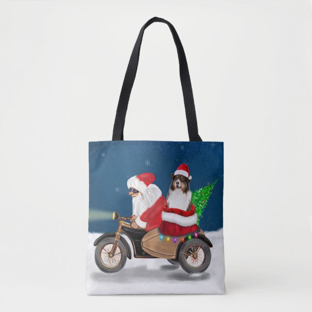 Australian Shepherd Dog Christmas Santa Claus  Tote Bag (Front)