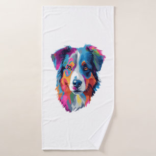 Australian Shepherd Dog Colourful Bath Towel