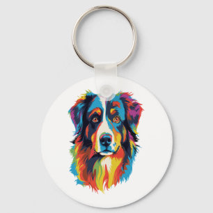 Australian Shepherd Dog Colourful Key Ring