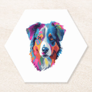 Australian Shepherd Dog Colourful Paper Coaster