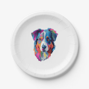 Australian Shepherd Dog Colourful  Paper Plate