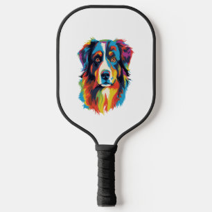 Australian Shepherd Dog Colourful Pickleball Paddle