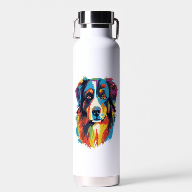 Australian Shepherd Dog Colourful  Water Bottle (Front)