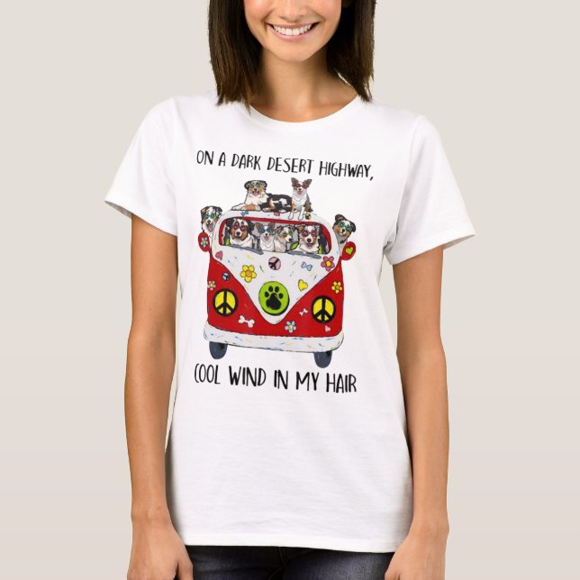 Australian Shepherd Dog Cool Wind In My Hair T-Shi T-Shirt (Front)