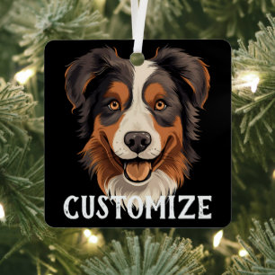 Australian Shepherd Dog Custom Name Personalized Metal Tree Decoration