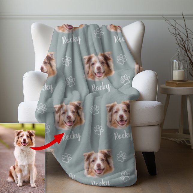 Australian Shepherd Dog, Custom Photo and Name,Pet Fleece Blanket (Creator Uploaded)