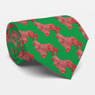 Australian Shepherd Dog Cute Silhouette Green Neck Tie