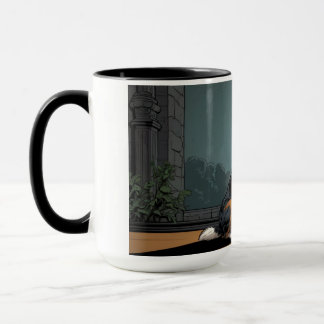 Australian Shepherd Dog Drawing on a Street Mug