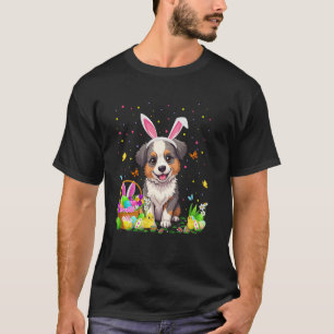 Australian Shepherd Dog Easter Egg Hunt Bunny Ear T-Shirt