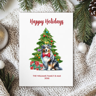 Australian Shepherd Dog Family Christmas Holiday Card
