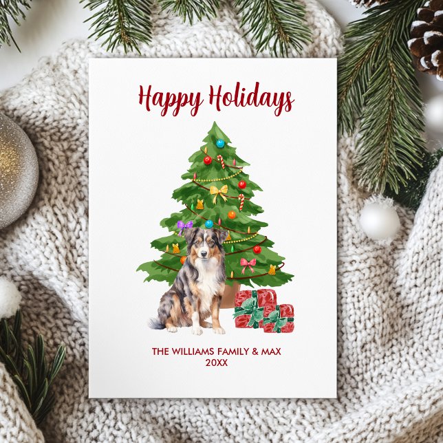 Australian Shepherd Dog Family Christmas Holiday Card (Creator Uploaded)